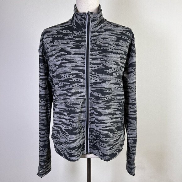 Title Nine Daily Decathlon Full Zip Jacket Women's Large Grey Camo Running Gym - Picture 2 of 16